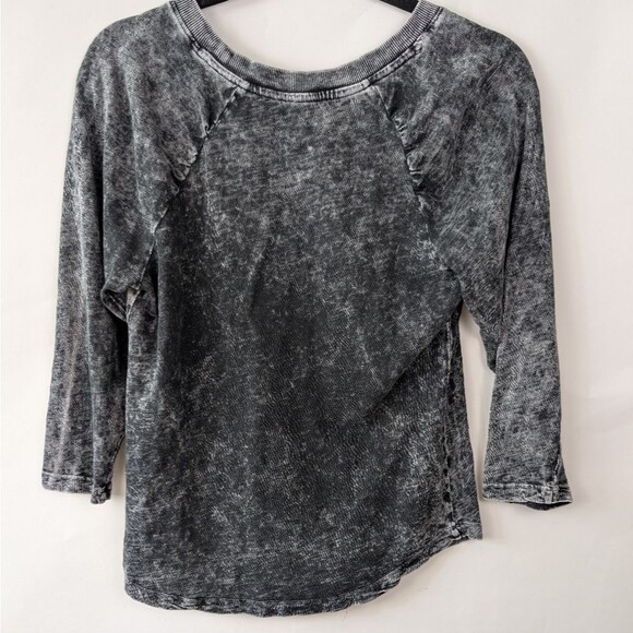Pilcro Anthropologie Elissa Ruched Shoulder Top M Black Grey 100% Cotton - Picture 8 of 11